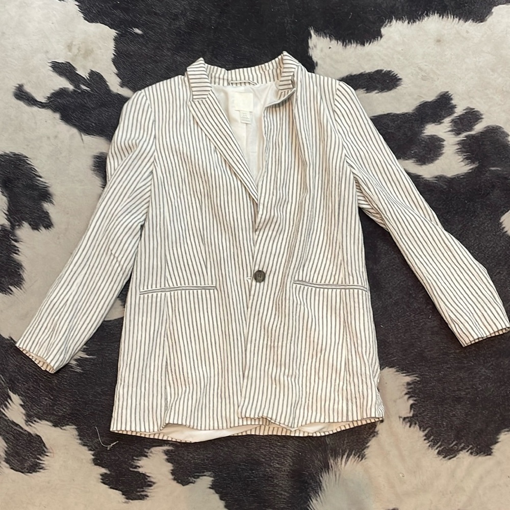 H&M Linen Striped Blazer